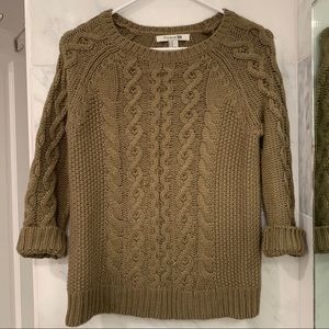 Brown Cable Knit Sweater Size Medium Tan